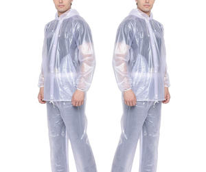 Men Winter Thermal Waterproof 10,000mm Reversible Eco-Friendly <b>Rain</b> Suit 2 Piece Set Lightweight Packable Raincoat Hood Casual - Product Image 4