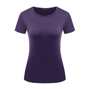Camiseta de manga corta de alta calidad con cuello redondo y color sólido para mujer, camiseta de algodón lisa, camiseta informal para mujer, venta al por mayor. - Product Image 5