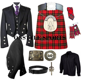 High Quality Durable Lightweight Men's Tartan Kilt Set Gray Scottish Traditional Highland Acrylic Wool Customized Musical - Product Image 6