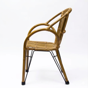 Meubles de salle à manger modernes européens, chaise à bras en rotin naturel, chaise à bras Mandalio de style rustique avec matériaux de haute qualité - Product Image 1