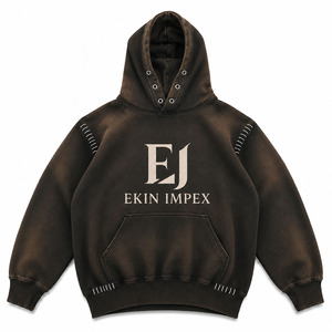 Sudadera con capucha vintage para hombre, lavado ácido, estilo urbano personalizado, de algodón oversize, con estampado de calavera y alas de hip hop, corte holgado para otoño - Product Image 1