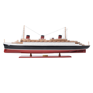 Maquette de grand navire de croisière SS Normandie en bois écologique peinte à la main, ornement de collection maritime pour table - Product Image 1