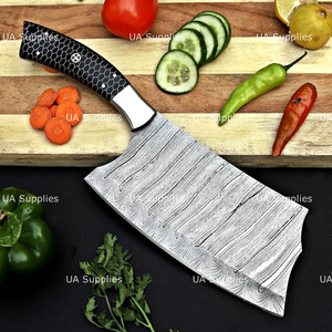 2026 New Design <b>Hot</b> Selling Damascus Steel Full Tang Cleaver Knife Black Honeycomb Handle OEM ODM Private Label Cleaver Knives - Product Image 3
