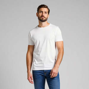 Camiseta Básica de Cuello Redondo para Hombre, Manga Corta, Color Negro y Blanco Sólido, Algodón, Informal, para Verano, Corte Ajustado, Paquete de Dos - Product Image 3