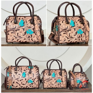 Nueva Llegada, Bolsos de Mano Cruzados de Cuero con Diseño Floral Hecho a Mano, Bolsos de Viaje Deportivos de Gran Capacidad - Product Image 1