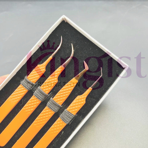 Juego Profesional de Pinzas para Extensión de Pestañas de Acero Inoxidable Plateado, 3 Piezas, Rectas, Curvas, Tipo L, Puntas 3D, Estuche de Cuero Resistente - Product Image 6