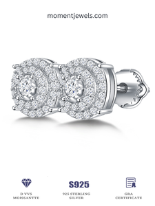 Boucles d'oreilles en argent sterling S925 avec moissanite taille brillant rond, hypoallergéniques, pour le bureau, 8g - Product Image 6