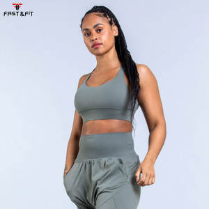 Vêtements de fitness, soutien-gorge de sport rembourré léger à compression, logo personnalisé sur le devant, nylon de haute qualité, pour femmes - Product Image 1