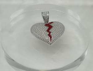 Colgante de Moissanita al por mayor con corte redondo de corazón roto, estilo Hip Hop para fiestas, de plata de ley 925, joyería fina, colgantes y dijes - Product Image 2