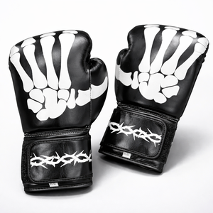 Gants de boxe personnalisés en cuir avec motif de crâne, gants d'entraînement de boxe pour le sparring, le kickboxing et le MMA |   Logo OEM disponible - Product Image 2