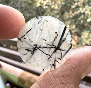 Esfera de Reloj de Cuarzo Rutilado Negro Natural, Esfera Redonda de Piedra Preciosa con Orificio Central, Esfera de Reloj de Piedra de Lujo Personalizada - Product Image 5