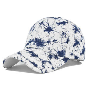 Casquette de baseball en coton imprimée personnalisable, motif abstrait effet éclaboussures, visière incurvée, 6 panneaux, sangle réglable, style streetwear décontracté - Product Image 1