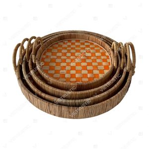 PIXEL TONE Handmade Serving <b>Tray</b> Bamboo Rattan <b>Tray</b> <b>Kitchen</b> <b>Tray</b> Holder Home Décor - Product Image 3