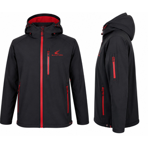 Veste softshell d'hiver à capuche pour homme, best-seller, fermeture éclair, imperméable 10 000 mm, respirante, anti-déchirure, anti-UV, doublée polaire - Product Image 3