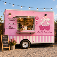 Remorque à café certifiée CE entièrement équipée, chariot alimentaire mobile pratique pour la restauration de café, de crème glacée et de snacks