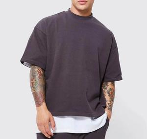 Wholesale Customized Made Boxy Fit Men T-Shirt 100% Cotton 260gsm Crew Neck Drop Shoulder Oversized Streetwear T-Shirts For Men - Product Image 3