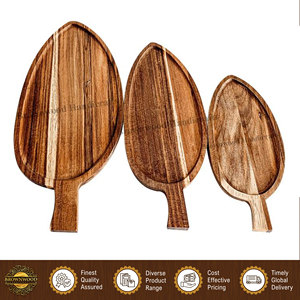 Plateaux de service en bois d'acacia de haute qualité, design nouveau, conformes aux normes alimentaires, en forme de feuille, petit plateau à fromage/plateau de service - Product Image 6