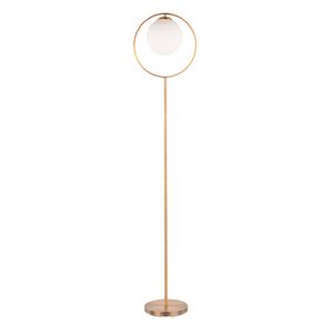 Lámpara de pie Moon Contemporary de metal dorado y vidrio esmerilado - Product Image 5