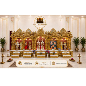 Grand Golden Hindu Temple for Swaminarayan Sanstha Mandir Custom Wooden Sanstha Mandir for USA Hindu Mandir for Community <b>Halls</b> - Product Image 1