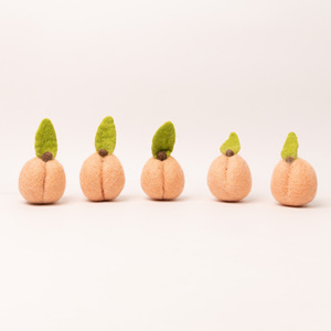 <b>Wool</b> Felt Peach Fruits Handmade <b>Craft</b> Supplies 3cm 5cm Felted Fruit with Leaf Fair Trade Wholesale Bulk - Product Image 2