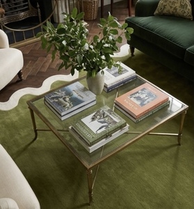 Modern Green Wool Eco-Friendly Medium Europe Style Square Area Rug Scallop <b>Edge</b> Non-Slip <b>Rubber</b> Backing for Living Room Home Use - Product Image 5