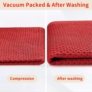 6 Pack Brick Red 100% Cotton <b>Waffle</b> Weave Kitchen Dish <b>Towels</b> Ultra Soft & Quick Drying 12 X 12 Inches - Product Image 4