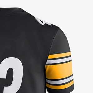 Camiseta de Fútbol Americano Negra para Hombre, Número 43, Cuello en V, Manga Corta, Impresión Sublimada, Poliéster que Absorbe la Humedad, Servicio OEM - Product Image 5