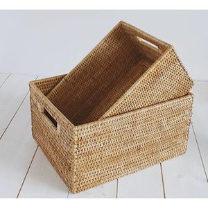 Cesta de Almacenamiento Rectangular de Ratán Hecha a Mano para Organizar Artículos Esenciales del Hogar y Soluciones de Exhibición para Minoristas - Product Image 3