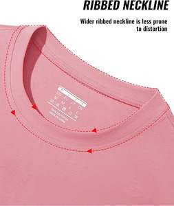 T-shirt à manches courtes en coton 100% Col rond Logo personnalisé Doux Ajusté Élastique Coupe slim avec un design classique frais - Product Image 4