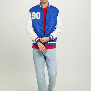 Hot Selling Custom Label Embroidered Men's Varsity Jacket with <b>Covered</b> <b>Button</b> Closure versity jackets Lettermen jackets - Product Image 4
