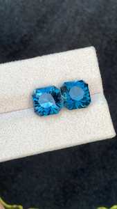 Pierre précieuse naturelle Topaze bleue de Londres, taille carrée, bleu profond, pierre brute du Brésil pour la fabrication de bijoux fins - Product Image 6
