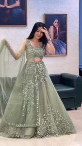 Ramdev Trading Elegant Soft Smooth Butterfly <b>Net</b> <b>Fabric</b> Recycled Materials Party Bright Color Traditional Style Lehenga Choli - Product Image 3