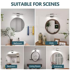 Applique murale de salle de bain moderne à LED de 16 pouces en chrome et fer, luminaire de salle de bain à intensité variable, applique de miroir, 8W, intérieur, 6000K, chambre à coucher, salon - Product Image 5