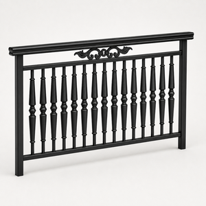 Panneau de balustrade en métal noir décoratif, balustre tourné en fer forgé, garde-corps à motif festonné pour escalier intérieur/extérieur et balcon - Product Image 5