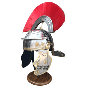 Casque de Centurion Romain Fait Main en Acier Doux Rouge Prune, Armure Médiévale pour Reconstitutions Historiques, Décoration Maison et Bureau - Product Image 5