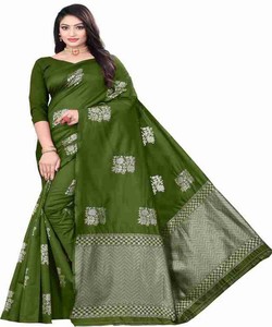 Sari de seda verde claro listo para enviar, vestido tradicional indio estilo Banarasi, sari drapeado con borde estampado para ceremonias. - Product Image 1