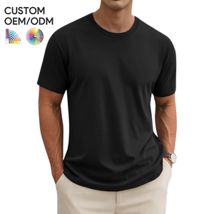 Mens 100% Organic Cotton Knitted Heavyweight Eco-Friendly Anti-Wrinkle Breathable Quick Dry Short Sleeve Regular Fit T-Shirt OEM - Product Image 5