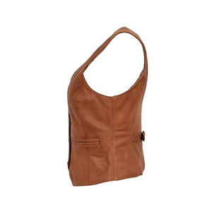 Chaleco de Cuero Genuino para Mujer, Cortavientos, Estilo Urbano, para Motociclistas, con Logotipo Bordado y Cierre de Cremallera - Product Image 3