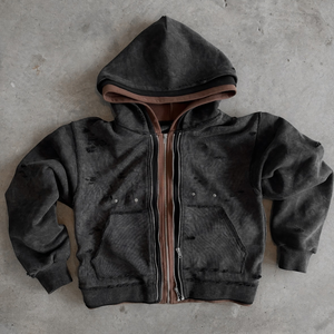 Sweat à capuche double en molleton 100% coton de qualité supérieure pour homme, col à capuche respirant, lourd, zippé, tendance et élégant. - Product Image 1
