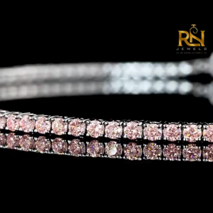 Pink Lab Grown Diamond Tennis Bracelet Fancy Pink Eternity Link Bracelet 9K 14K 18K <b>Solid</b> <b>Gold</b> Fine Jewelry - Product Image 5