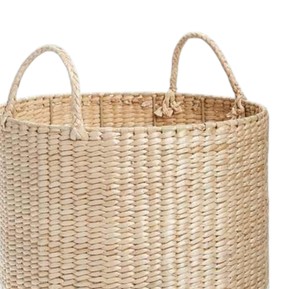 Round Water Hyacinth <b>Basket</b> with White Painted Base Handmade <b>Storage</b> <b>Basket</b> for Laundry <b>Toys</b> Blankets Home Decor - Product Image 4