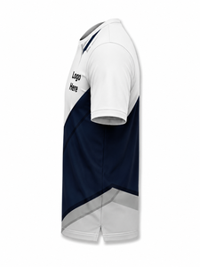 Camiseta Deportiva de Manga Corta para Hombre, Blanca y Azul Marino, Sublimada, de Secado Rápido, Corte Regular, Cuello Redondo, Tejido de Poliéster - Product Image 4
