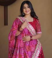 Lehenga Choli de Algodón para Mujer con Dupatta Estampada y Trabajo de Espejo, Patta de Lona con Gran Volumen, Largo hasta el Suelo, de Secado Rápido, para Bodas y Fiestas Indias