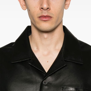Stylish Autumn Season Wear Men Genuine Leather <b>Shirts</b> Professional Casual Anti-Wrinkle <b>Button</b> Closure Leather <b>Shirts</b> - Product Image 4