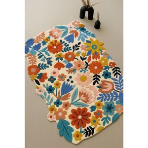 Tapis tufté à la main, motif floral multicolore aux couleurs de la coqueluche, tapis artisanal pour salon, décoration intérieure rectangulaire haut de gamme - Product Image 1