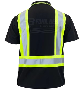 Combinaison de travail réfléchissante à manches courtes pour hommes/unisexe, pour les travailleurs du bâtiment, avec logo imprimable, respirante, en polyester - Product Image 3