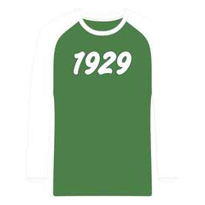 Chemise à manches longues raglan vert émeraude de la sororité Iota Phi Lambda, année de fondation 1929, manches blanches, vêtements à lettres grecques, haut pour femme - Product Image 1