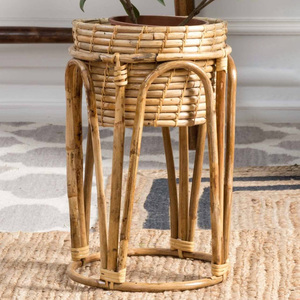 Rattan plant stands flower pot holder <b>shelf</b> planter rack stand boho decor accessories wholesale - Product Image 1