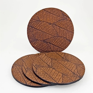 Custom Logo Wholesale Luxury PU Leather Drink Coasters Waterproof Round Non-Slip Heat Resistant Coffee Cup <b>Mat</b> Set for Home <b>Bar</b> - Product Image 4