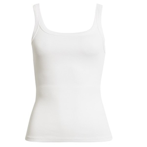 Camiseta sin mangas de algodón acanalado para mujer, top moderno y casual de algodón suave acanalado para dama. - Product Image 1